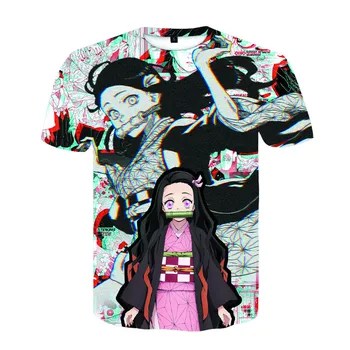 Vasaros 2021 naujų anime Demon Slayer Kimetsu Nr. Yaiba vyrų vasaros trumparankoviai juokinga hip-hop ' Harajuku stilius modernus T-shirt