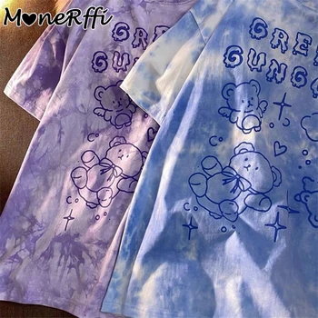 MoneRffi Medvilnės O-Kaklo Angelas Padengia tie dažai Vasaros trumparankoviai Japonijos Mielas Retro Vyrų Ir Moterų Marškinėliai, Derliaus Meno marškinėliai