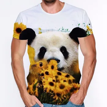 Fahsion 3D Marškinėliai Mielas Gyvūnų Panda Print Berniukų, Vyrų Tshirts 2021 M. Vasarą Negabaritinių Trumpas Rankovės Mielas Marškinėliai Panda Moterims Topai