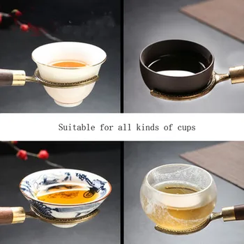 Ebony medienos rankena vario arbatos puodelio įrašą Anti-nusiplikymas stalo puodelio laikiklis Indai Kung Fu Puodelio laikiklis arbatos ceremonija priedai arbatos įrankiai