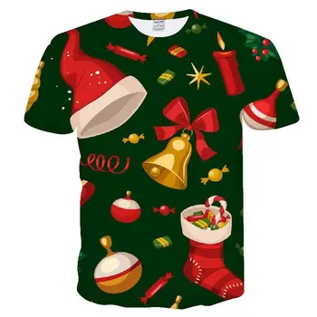 Kalėdų Vaikų 3D Atspausdintas T-shirt Vasaros Berniukų ir Mergaičių Sportinės aprangos Įdomus ir Mielas Animacinių filmų Trumpas rankovėmis Viršūnes Vaikų T-shir