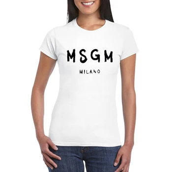 2021 moda feminina msgm t camisa feminina verão letras imprimir camiseta engraçado topo t algodão branco o-pescoço manga curta