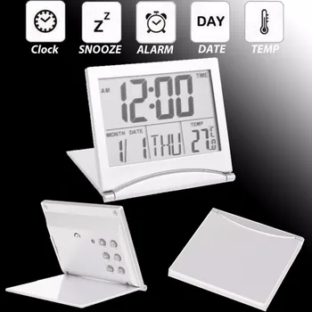 Veidrodėliai Skaitmeninis LED LCD Žadintuvas Oro Temperatūra Kelionės Mini Apversti Elektroninis Laikrodis Atidėjimo Funkcija, Stalo, Stalo Laikrodis