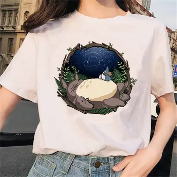 Marškinėliai Moterims Ghibli Hayao Miyazaki Dvasia Totoro Toli derliaus estetinės grafinis tees moterų grunge marškinėlius moterų animacinių filmų marškinėlius