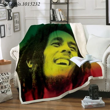 Bob Marley Reggae Atlikėjas 3D Spausdinimo Mesti Pliušinis Sherpa Antklodė Plona Antklodė Sofa-lova, Kėdės, Patalynė Tiekimo Suaugusiems Vaikams 04