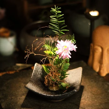 Japonų Stiliaus Ikebana Flowerware Keraminių Gėlių Vaza, Pratybos Meno Gėlių Kompozicijų Keramikos Augalų, Gėlių Puodą Arbatos Kambario Dekoro