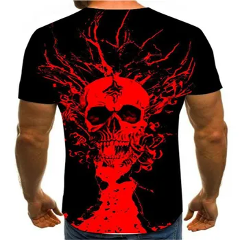 2021 Karšto Pardavimo vyriški 3D Spausdinimo T-shirt Velnias Kaukolė Siaubo Juoda O-kaklo Vasarą Naujas Factory Outlet