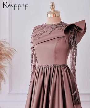 Ilgomis Rankovėmis vakarinę Suknelę 2021 Prabanga-line Puošnios Rožės Rožinė Satino Afrikos Moterų Oficialią Vakaro Suknelės, Šaliai