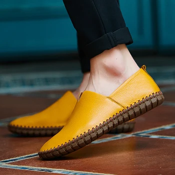 Vyriški odiniai batai 2021 m. vasarą naujų mados odos sandalai tuščiaviduriai atsitiktinis vyriški odiniai batai vairavimo batai šalies bateliai