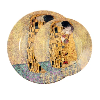 Kaulų Kinijos Plokštės Vakarienė Aptarnaujančių Padėklai Dekoratyvinis Porceliano Indai Desertiniai Patiekalai Klimt ' s Vintage Vestuvių Dekoravimas