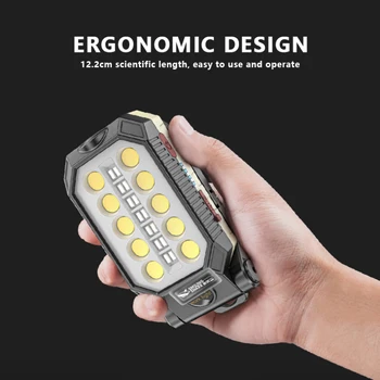 COB Darbo Lemputė USB Įkrovimo Portable LED Žibintuvėlis Reguliuojamas Vandeniui Kempingas Žibintų Magnetas Dizaino Lempa Įspėjamieji Žibintai.