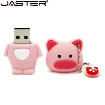 JASTER Animacinių filmų Kiaulių USB 2.0 Flash Drive 4GB 8GB 16GB 32GB 64GB 128GB Mielas Pen Drives Didmeninė Memory Stick Memory Stick Rožinė U