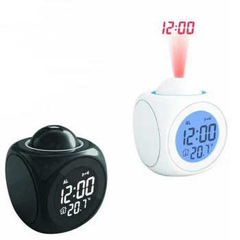 1pc Daugiafunkcis LCD Kalbėti Projection Alarm Clock Time & Temp Ekranas
