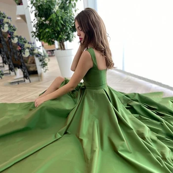 Eightree Green Satino Bustier-Line Vakarinę Suknelę Aukštos Padalinta Ritininės Traukinio Dirželiai Oficialų Šalis Suknelė Brangioji Prom Dress