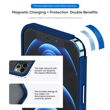 ROKO Magnetinio Atveju iPhone 12 Pro Max dangos Anti-knock Matinis Bumper Case For iPhone 12, Pro Permatomas Adsorbcijos Coque Dangtis