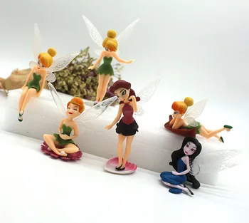 6pcs/set Tinker Bell Gėlių Elf Fairy Princess PVC Veiksmų Skaičiai Fėja Tinkerbell Princesė Modelis Žaislai, Dovanos Vaikams