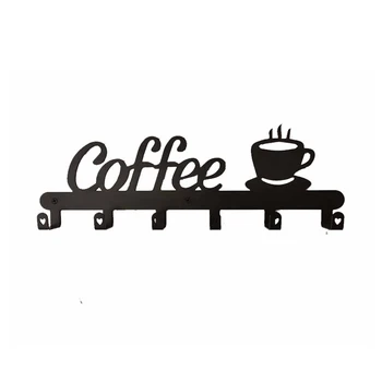 6 Kabliukai Metaliniai Kavos Puodelis Laikiklis Prie Sienos Montuojamas Kavos Puodelio Stovo Virtuvės Organizatorius Kabinti Stovo Laikiklį Kavos Baras Priedai