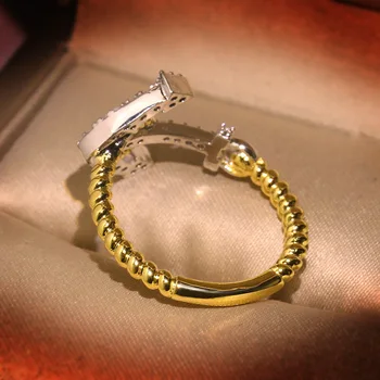 Naujas Mados Juvelyrikos Inkaro Žiedai, Moterų, Prabangos Geltonos Aukso Spalvos Cirkonis Kristalų Vestuvės Vestuvinis Moterų Žiedas-Geriausia Dovana