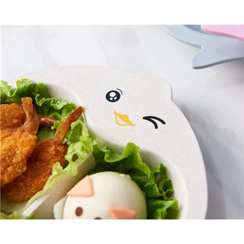 Pingvinas Vakarienė Plokštės, 3-Jų Dalių Komplektas Kviečių Šiaudų Cartoon Tinklo Plokštė Mielas Kūrybos Darželyje Pietūs Plokštė, Virtuvės Reikmenys