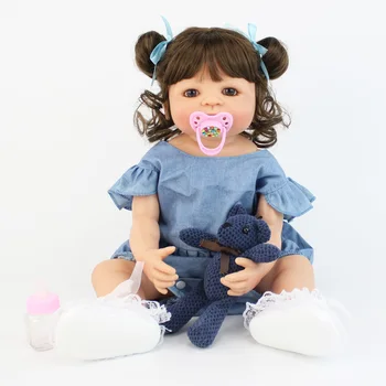 55cm Full Silikono Reborn Baby Doll Žaislas Mergina Boneca Vinilo Naujagimių Princesė Bamblys Bebe Gyvas Gimtadienio Dovana Metu