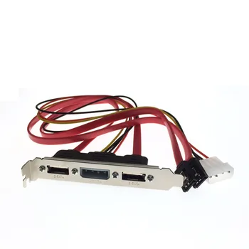 2 Uostai SATA prie eSATA + IDE 4 Pin Maitinimo PCI PC Kompiuterio Laikiklis Lizdas Kabelis 30cm 2ft Išorės Komplektas 3 in 1