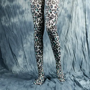 Leopard Triko Spausdinti Pėdkelnės Moterų Mados Stilius Ponios Kojinės Aukštos Fexiable