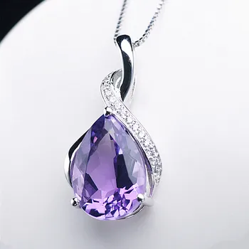Mados mėlyna violetinė crystal ametistas topazas brangakmenių, deimantų karoliai pakabukas moterų baltojo aukso, sidabro spalvų papuošalai, dovanos