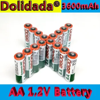 Dolidada naujas AA baterija 3600 mAh įkraunamos baterijos, 1.2 V Ni-MH AA baterijos, tinkančios laikrodžių, pelės, kompiuterių