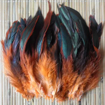 Didmeninė gamtinių 50pcs/daug Gražių Gaidžio plunksnos 12.5-20cm/ 5-8 cm, oranžinė