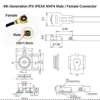 BEVOTOP 10vnt/daug IPEX4 MHF4 Moteris MHF4 Moterų Jack RF0.81 IPEX Kabelis, GSM, GPRS, 3G, WIFI Modemo Antena Pratęsimo Jumper Kabelis