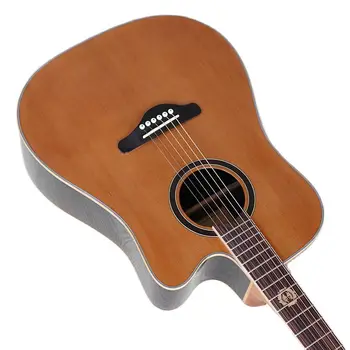Kietojo raudonasis kedras 41 colių akustine gitara, 6 stygų cutaway dizaino 20 frets liaudies gitara raudonmedžio galinės ir šoninės su paukščių įklotai