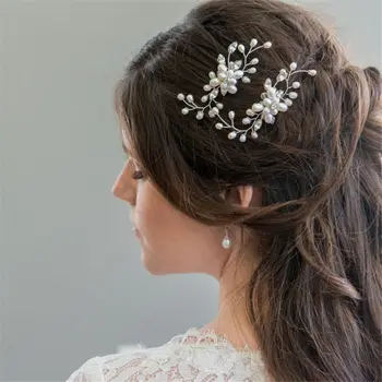 Vestuvių plaukų segtukai Nuotakos Pearl Gėlių Kristalų Plaukų Smeigtukai Bridesmaid Dovana Šukuosenų metalo moteris, mergina, plaukų Aksesuarai