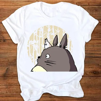 T-marškinėliai Moterims Totoro Animacinių filmų Grafika marškinėliai 90s Mergina Harajuku marškinėliai Mados O-kaklo Vasaros trumpomis Rankovėmis Viršūnes Moterų Tees