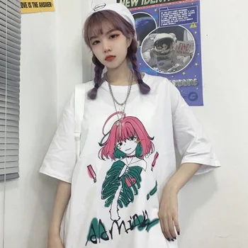 Gotikos Moteris, T-shirt 2021 vatos Pagaliukai Harajuku Mados Moteriškas Alt Drabužius Estetinės Vasaros Anime Spausdinti MINGLIUSILI Tee Marškinėliai