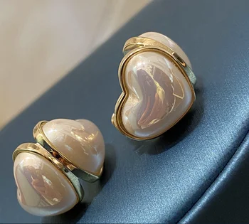 Moterų persikas širdies auskarai širdelės formos stud auskarai, retro patinka auskarai