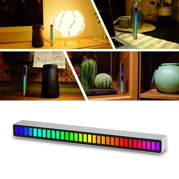 32 Bitų Muzikos Lygio Indikatorius Aliuminio Juosta Balso Garso Kontrolė Garso Spektro RGB Šviesos diodų (LED) Ekranas Ritmas, Pulsas Spalvinga Signalas