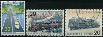 3Pcs/Set 1972 Japonija Po Antspaudų Traukinių 100 Metų Geležinkelio Naudojamas Po Pažymėtos Pašto Ženklų Kolekcionavimas C605-C607