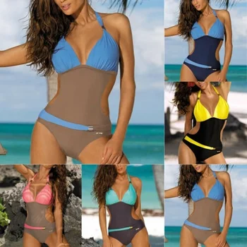 UK Moteriški Vienas Gabalas Monokini Paminkštinta Push Up maudymosi kostiumėlį, maudymosi Kostiumėliai, Paplūdimio