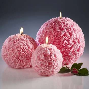 Silikono Žvakių Liejimo 3D Rožių Kamuolį Aromaterapija Muilo Formų Amatų Dervos Molio Dekoravimo Priemonė