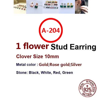 A204 S925 sterlingas sidabro auskarai paprasta asmenybė mados stilius hipoalergicznych 1 mini gėlių keturių lapų dobilų duoti dovanų