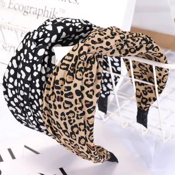 Turbanas Laisvalaikio Stiliaus Krešulys Leopard Hairband Mada, Plaukų Aksesuarai 1Pcs Kryžiaus Mazgas Moterų Lankelis Platus Pusėje
