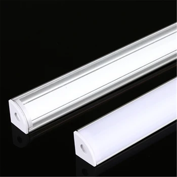 2-30pcs / daug, 0.5 m / vnt 45 laipsnių kampu aliuminio profilio 5050 3528 5630 Pieniškas baltos spalvos LED juostelės. / kanalo skaidrus