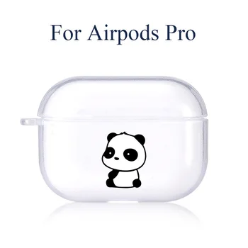 Animacinių filmų panda Funda Airpods Pro Atveju Mielas Meškiukas Panda Padengti Airpods 3 Atveju Aišku, Silikono Ausinių Priedai Oro Pod Atvejais