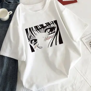 2021 Graudus mergina T-shirt estetinės korėjos stiliaus balta moteriška T-shirt grafikos Harajuku tee black manga anime plius dydžio marškinėlius