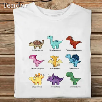 Moterų Dinozaurų Grafinis Marškinėlius Animacinių filmų Gyvūnų Mados Moterų Drabužių 2021Print Marškinėlius Moterų Tee Viršuje Ponios estetinės T-shirt