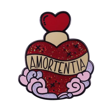 Amortentia love potion sagė širdies formos blizgučiai butelis pin stebuklinga burtininkų pasaulyje ženklelis gerbėjai papuošalai