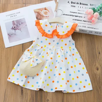 HH Baby Girl Dress 2021 M. Vasarą Merginos Rankovių Gėlių Spausdinti Suknelės Vaikai Princesė Dress Vaikų Šalis Mielas Suknelės, Drabužiai