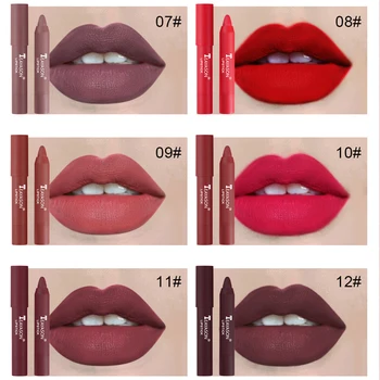 12 Spalvų Velvet Matte lūpų dažų Pieštuku Vandeniui Ilgalaikis Sexy Raudona Lūpų Klijuoti-Stick Taurės Makiažas Lūpų Atspalvis Pen Kosmetikos