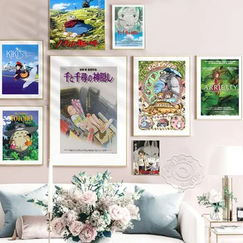 Hayao Miyazaki Animacijos Meno Plakatas, Japonijos Mažų Šviežių Anime Iliustracija Sienos Nuotraukos, Vaikų Kambario Dekoro Egzempliorių, Gerbėjai Rinkti