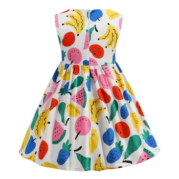 Spausdinti Vaisių 2021 Mergaičių Suknelės Rankovių Medvilnės Pricess Šalis Gėlių Vaikų Drabužiai, Laisvalaikio Drabužiai-line Suknelė 2-6 Metų Mados